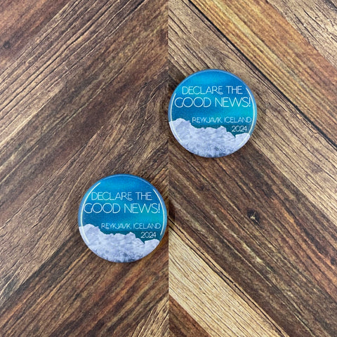 JW Special Convention 2024 Reykjavik Iceland Declare The Good News 1.25" Button Pins or Magnets