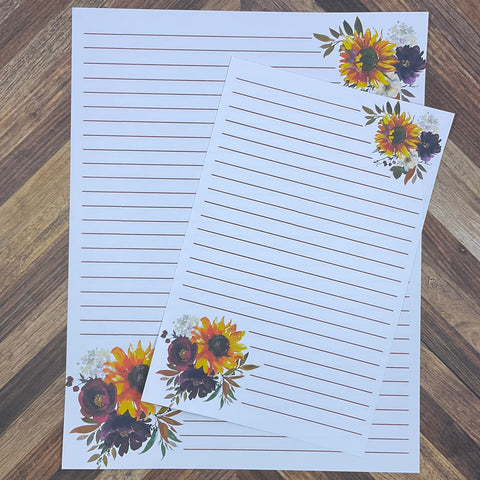 JW Letter Writing Stationary - Digital Download - Sunflowers - Includes 2 Sizes and 2 Styles