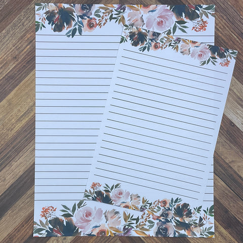 JW Letter Writing Stationary - Digital Download - Autumn Floral Strip - Includes 2 Sizes and 2 Styles