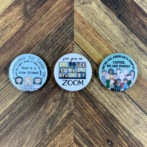 JW Gifts - Loving Brotherhood Gift Set - 3 Button Pins or Magnets