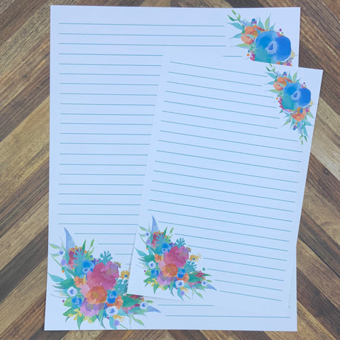 JW Letter Writing Stationary - Digital Download - Bright Florals - Includes 2 Sizes and 2 Styles