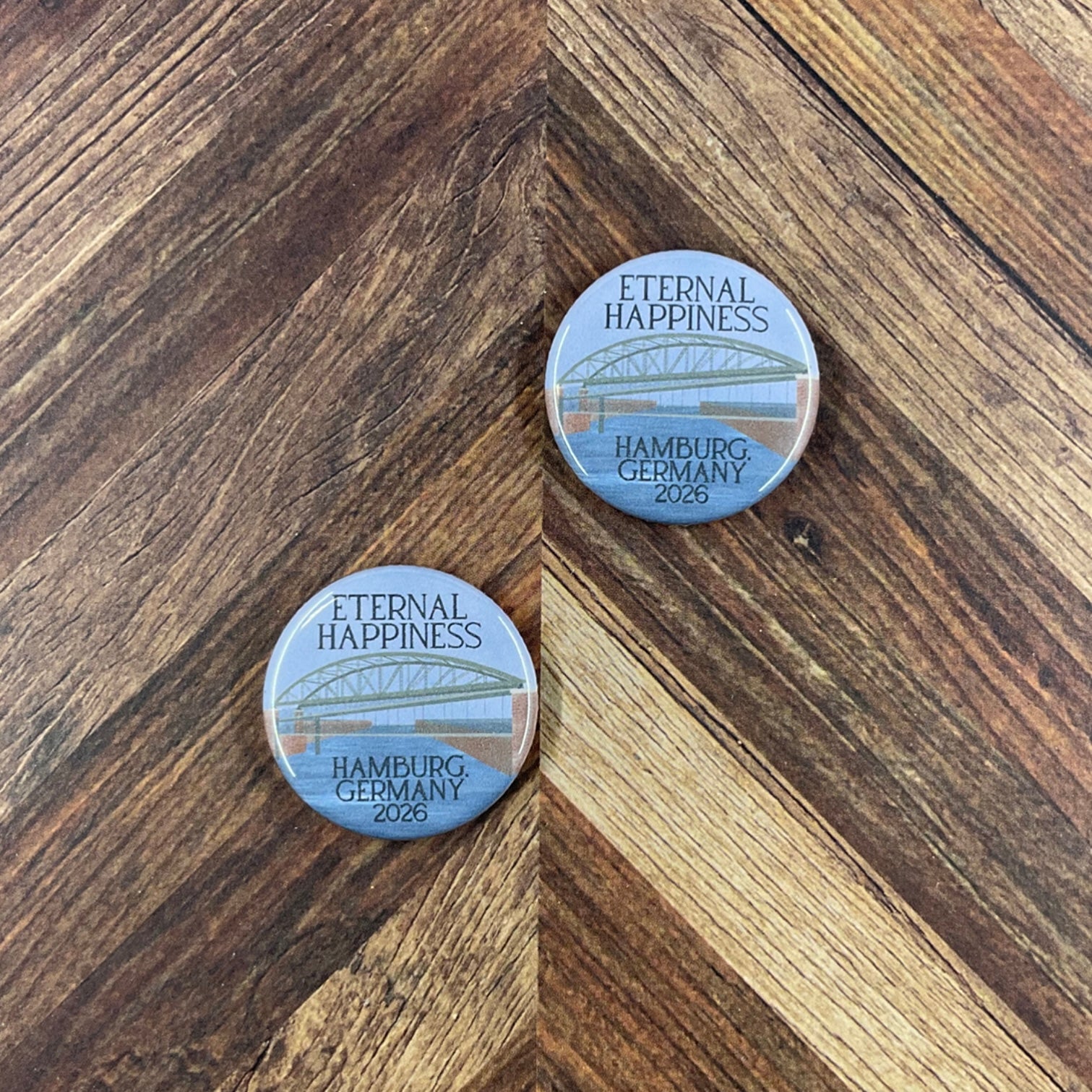 JW International Convention 2026 Hamburg Germany Eternal Happiness 1.25" Button Pins or Magnets
