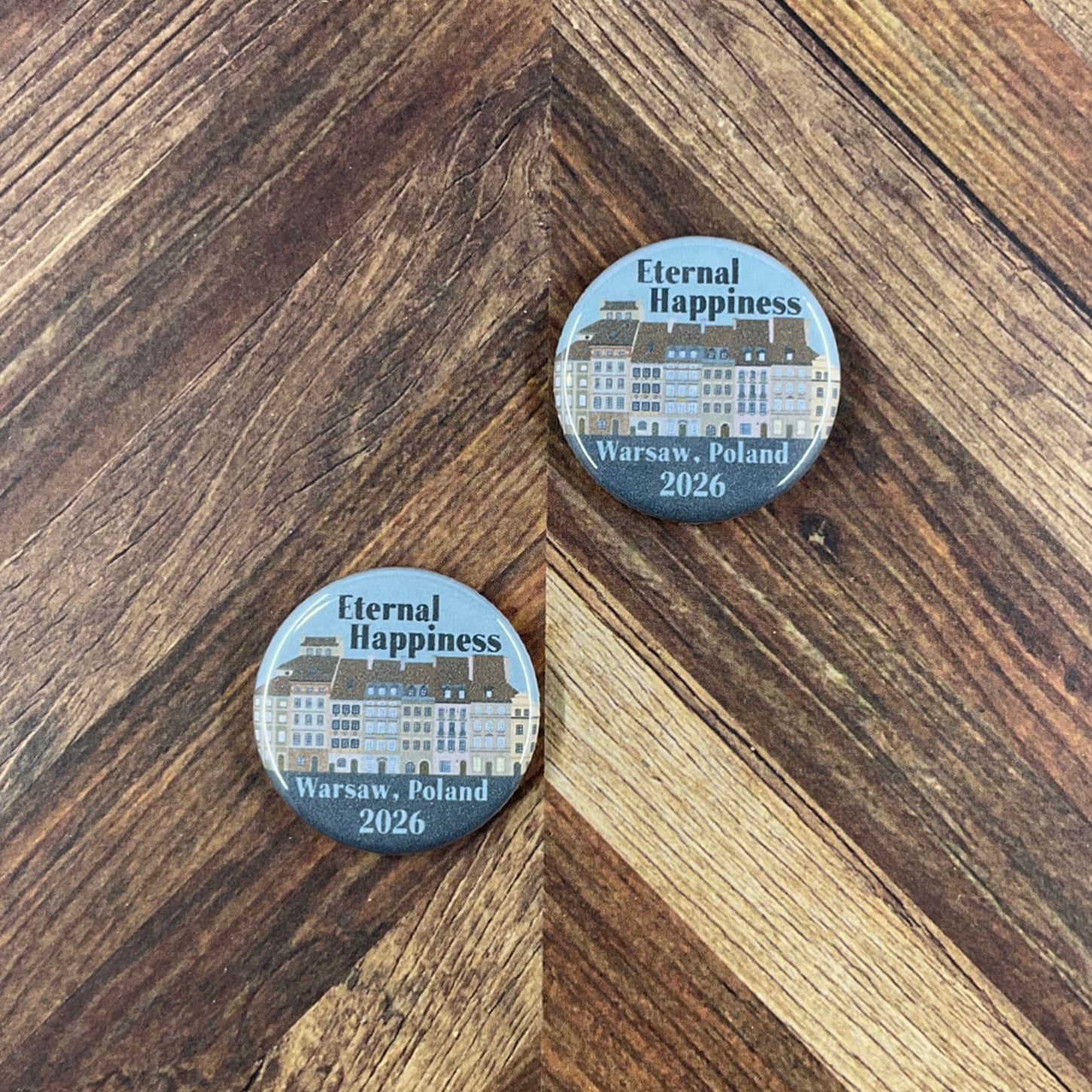 JW International Convention 2026 Warsaw Poland Eternal Happiness 1.25" Button Pins or Magnets