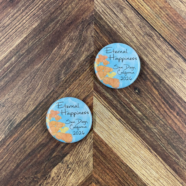 JW International Convention 2026 San Diego California Eternal Happiness 1.25" Button Pins or Magnets