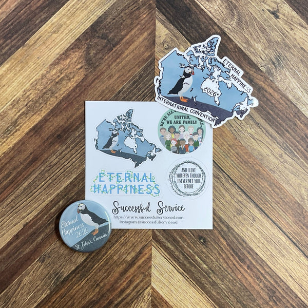 JW International Convention 2026 St Johns Canada Eternal Happiness Sticker Sheet Convention Gift