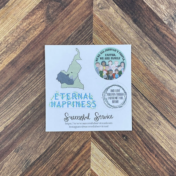 JW International Convention 2026 Douala Cameroon Eternal Happiness Sticker Sheet Convention Gift
