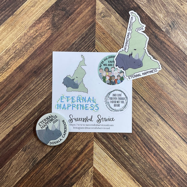 JW International Convention 2026 Douala Cameroon Eternal Happiness Sticker Sheet Convention Gift