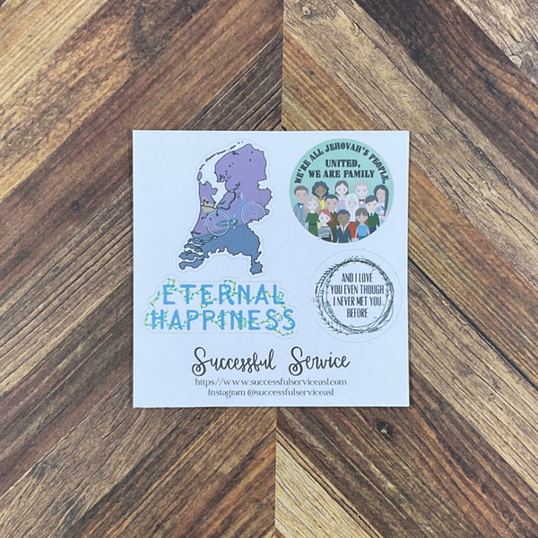 JW International Convention 2026 Utrecht Netherlands Eternal Happiness Sticker Sheet Convention Gift