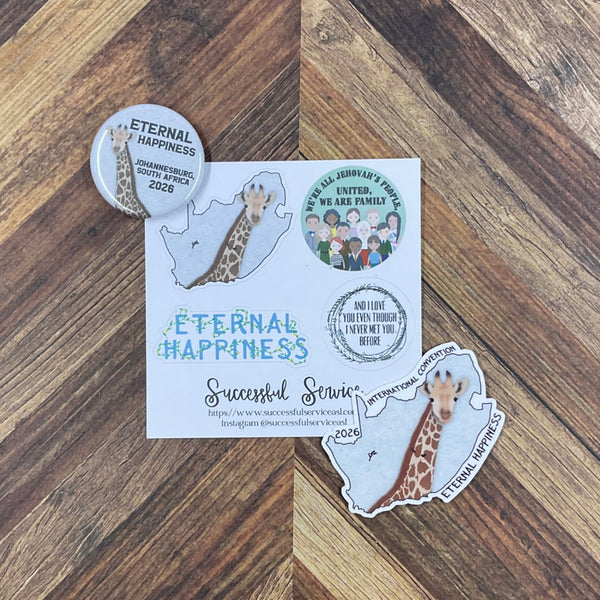JW International Convention 2026 Johannesburg South Africa Eternal Happiness Sticker Sheet Convention Gift