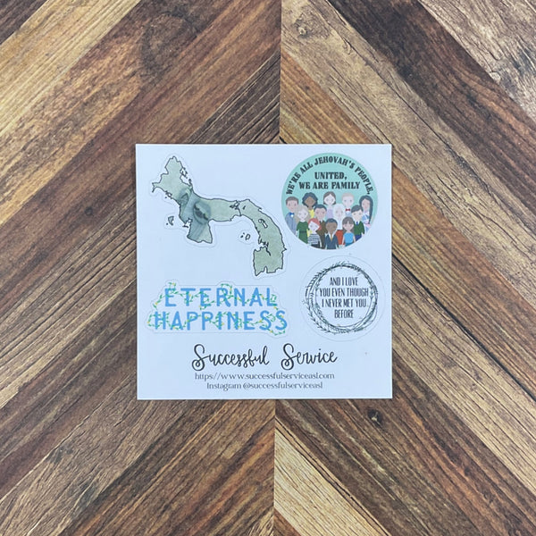 JW International Convention 2026 Panama City Panama Eternal Happiness Sticker Sheet Convention Gift