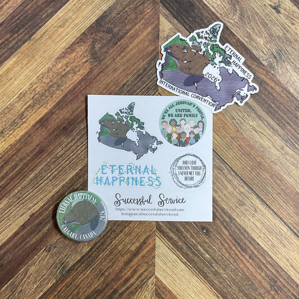 JW International Convention 2026 Calgary Canada Eternal Happiness Sticker Sheet Convention Gift