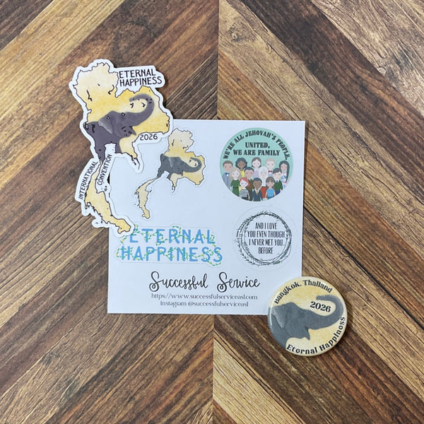 JW International Convention 2026 Bangkok Thailand Eternal Happiness Sticker Sheet Convention Gift