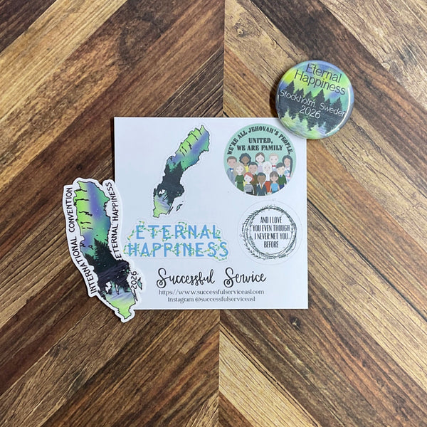 JW International Convention 2026 Stockholm Sweden Eternal Happiness Sticker Sheet Convention Gift