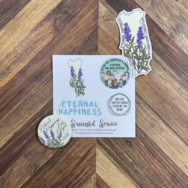 JW International Convention 2026 Porto Portugal Eternal Happiness Sticker Sheet Convention Gift