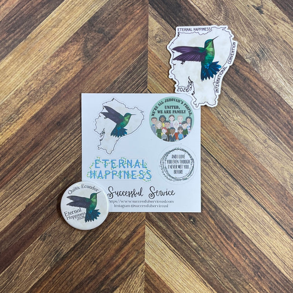 JW International Convention 2026 Quito Ecuador Eternal Happiness Sticker Sheet Convention Gift