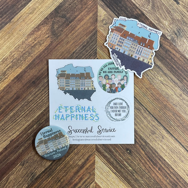 JW International Convention 2026 Warsaw Poland Eternal Happiness 1.25" Button Pins or Magnets