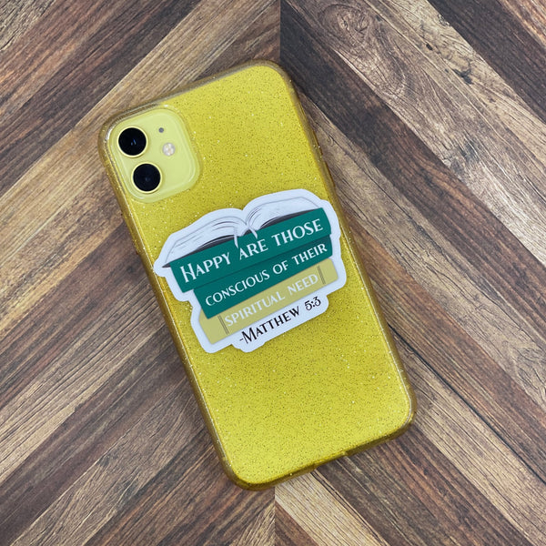 JW Stickers - 2026 Year Text - Happy Are Those Conscious of Their Spiritual Need - Waterproof Sticker or Ultra Thin Magnet