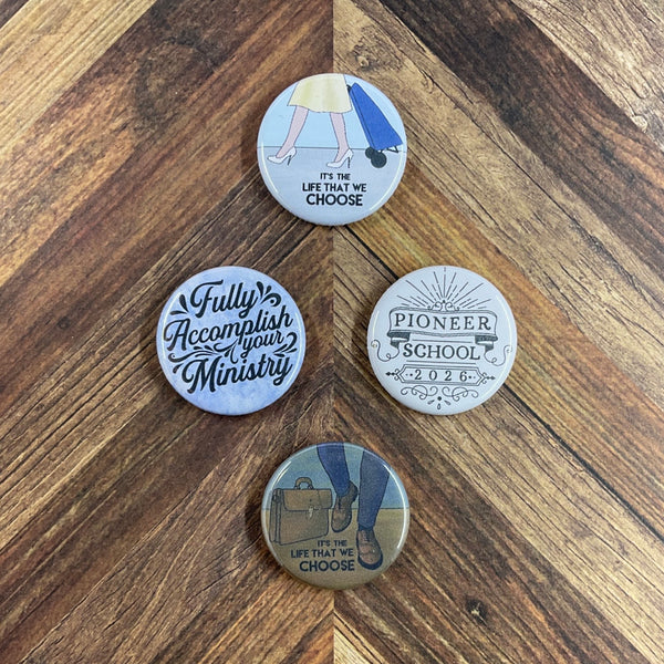 JW Magnets or Pins - Pioneer School 2026 - 1.25" Buttons