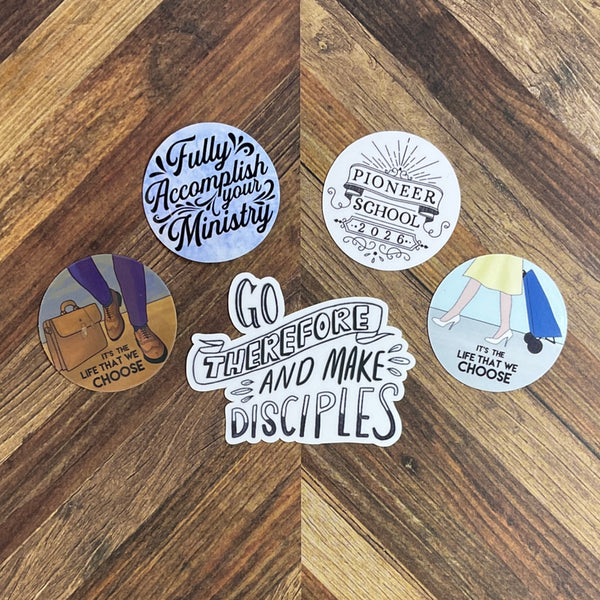 JW Stickers - Pioneer School 2026 Gift Set - Waterproof Stickers or Ultra Thin Magnets