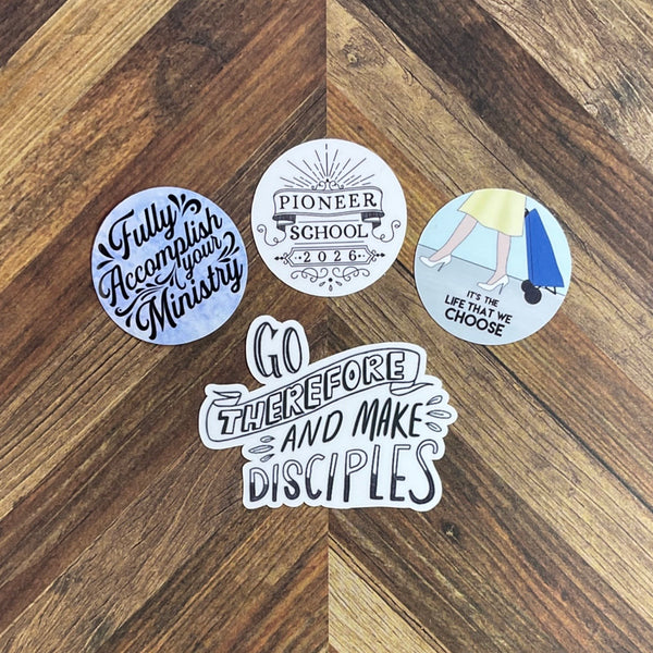 JW Stickers - Pioneer School 2026 Gift Set - Waterproof Stickers or Ultra Thin Magnets