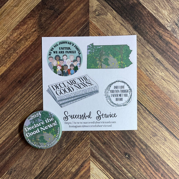 JW Special Convention 2024 Philadelphia Pennsylvania Declare The Good News 1.25" Button Pins or Magnets