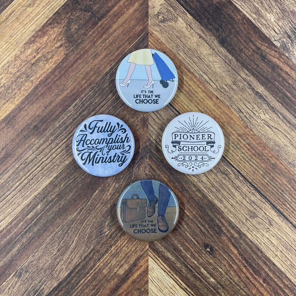 JW Magnets or Pins - Pioneer School 2024 - 1.25" Buttons