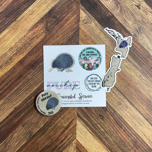 JW Special Convention 2025 Auckland New Zealand Pure Worship 1.25" Button Pins or Magnets