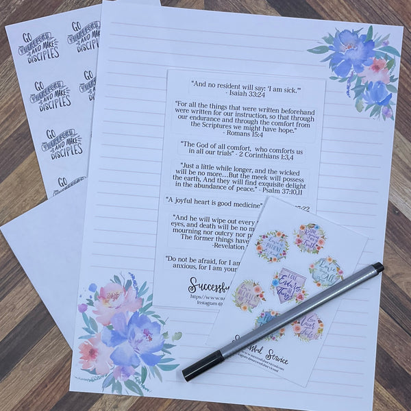 JW Letter Writing Stationary - Digital Download - Lavender Spring Floral - Includes 2 Sizes and 2 Styles