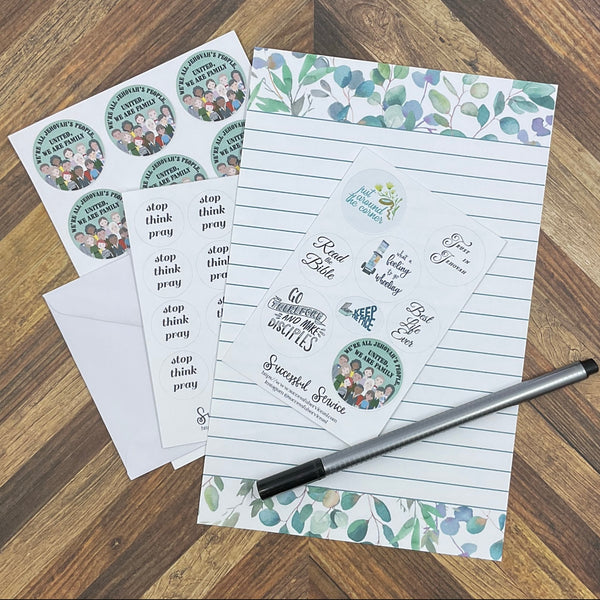 JW Letter Writing Stationary - Digital Download - Eucalyptus - Includes 2 Sizes and 2 Styles