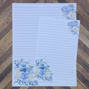 JW Letter Writing Stationary - Digital Download - Blue Spring Floral - Includes 2 Sizes and 2 Styles