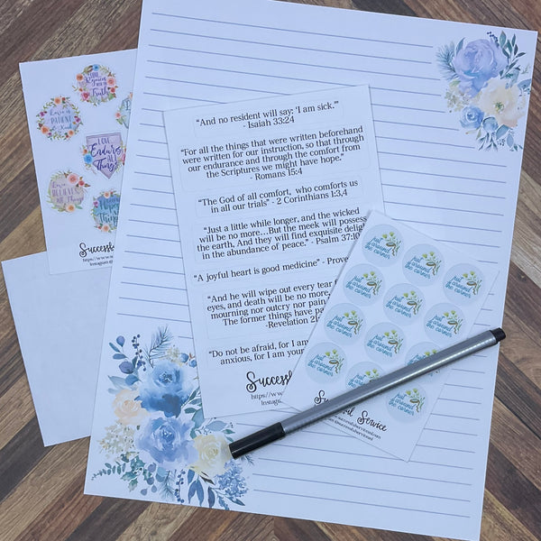 JW Letter Writing Stationary - Digital Download - Blue Spring Floral - Includes 2 Sizes and 2 Styles