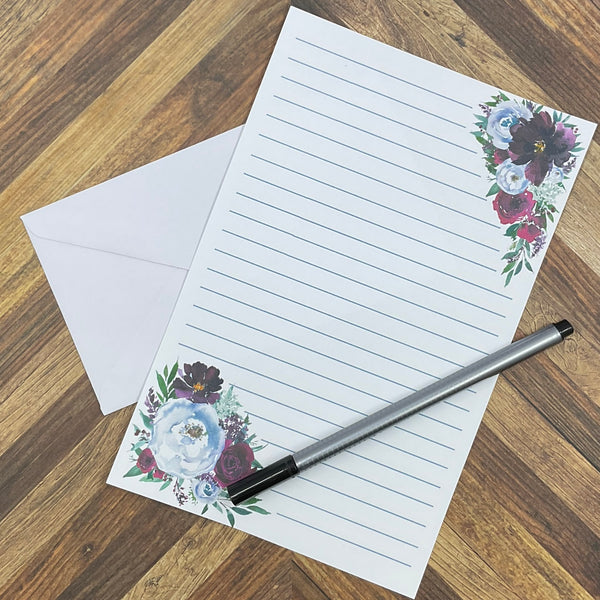 JW Letter Writing Stationary - Digital Download - Winter Floral - Includes 2 Sizes and 2 Styles