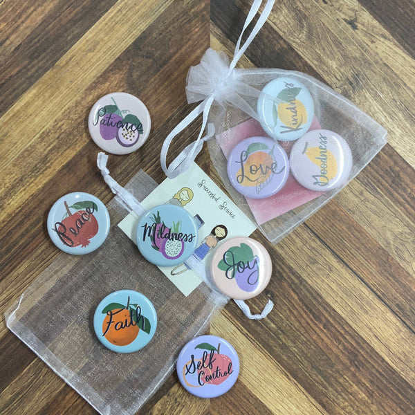 JW Magnets - Fruitage of the Spirit - 9 Piece Magnet Set - 1.25” Buttons