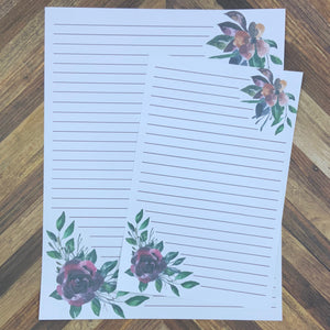 JW Letter Writing Stationary - Digital Download - Autumn Florals - Includes 2 Sizes and 2 Styles