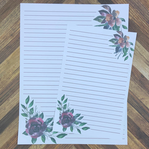 JW Letter Writing Stationary - Digital Download - Autumn Florals - Includes 2 Sizes and 2 Styles