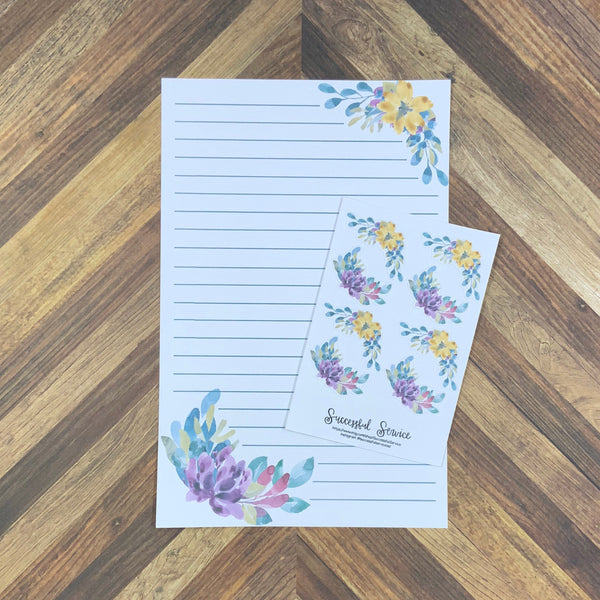 JW Letter Writing Stationary - Digital Download - Watercolor Florals - Includes 2 Sizes and 2 Styles