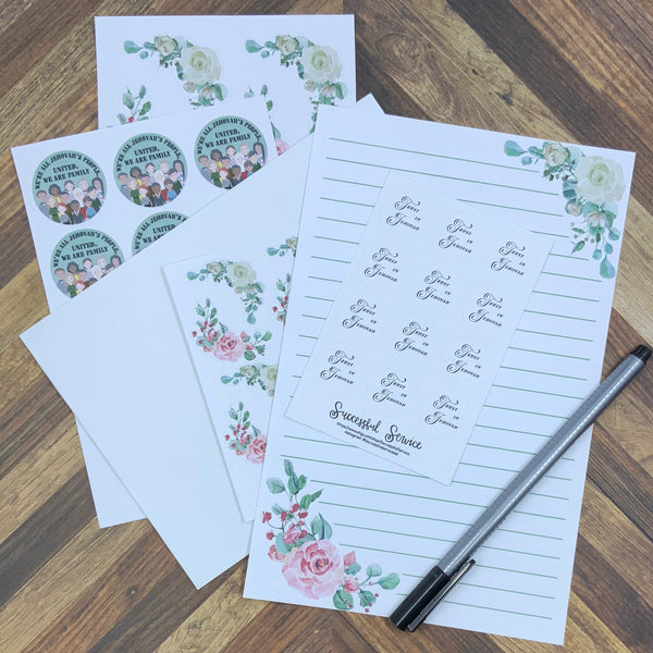 JW Stickers - Pink and Cream Rose Stickers For Letter Writing