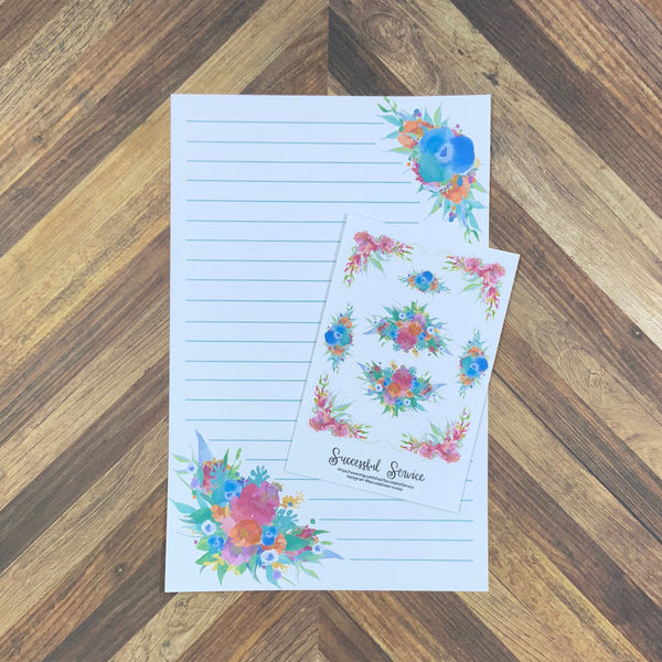 JW Letter Writing Stationary - Digital Download - Bright Florals - Includes 2 Sizes and 2 Styles